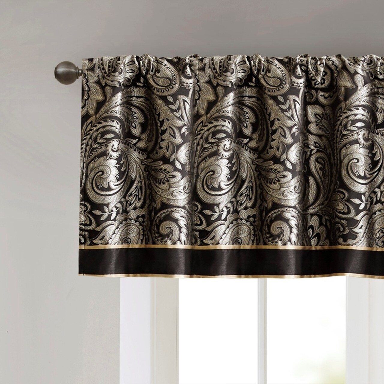 Gracie Mills Thornton Paisley Jacquard Window Valance Grace-9158 52X18 Inch